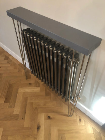 Grey Console Radiator Table with Hairpin Legs