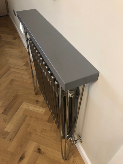 Grey Console Radiator Table with Hairpin Legs