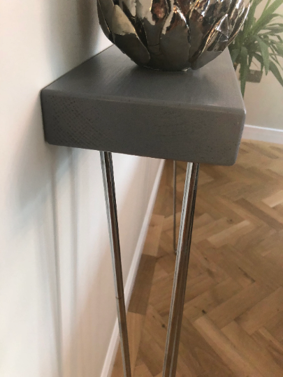 Grey Console Radiator Table with Hairpin Legs