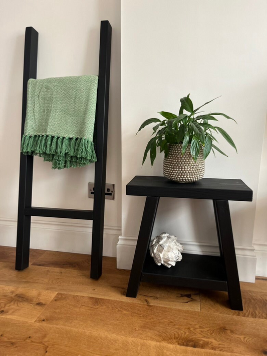 Solid Wood Black Stool