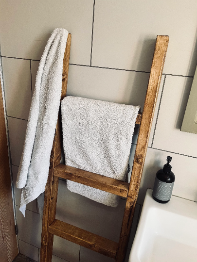 Wooden Rustic Style Ladder - Towel Ladder - Blanket Ladder