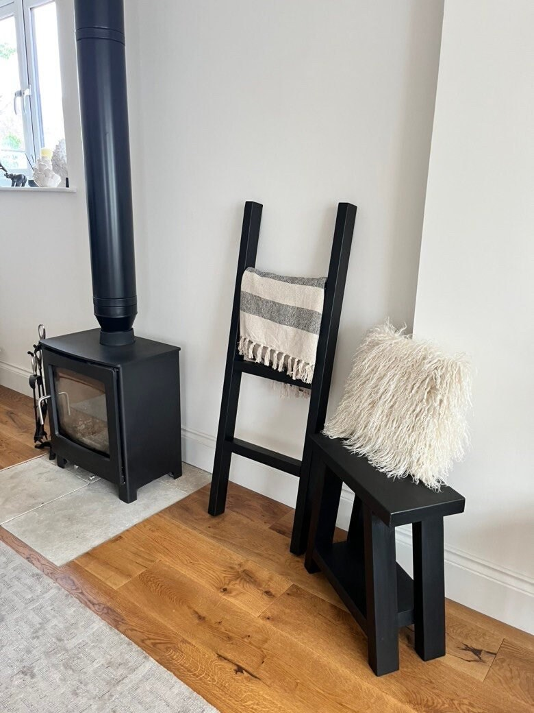 Solid Wood Black Stool