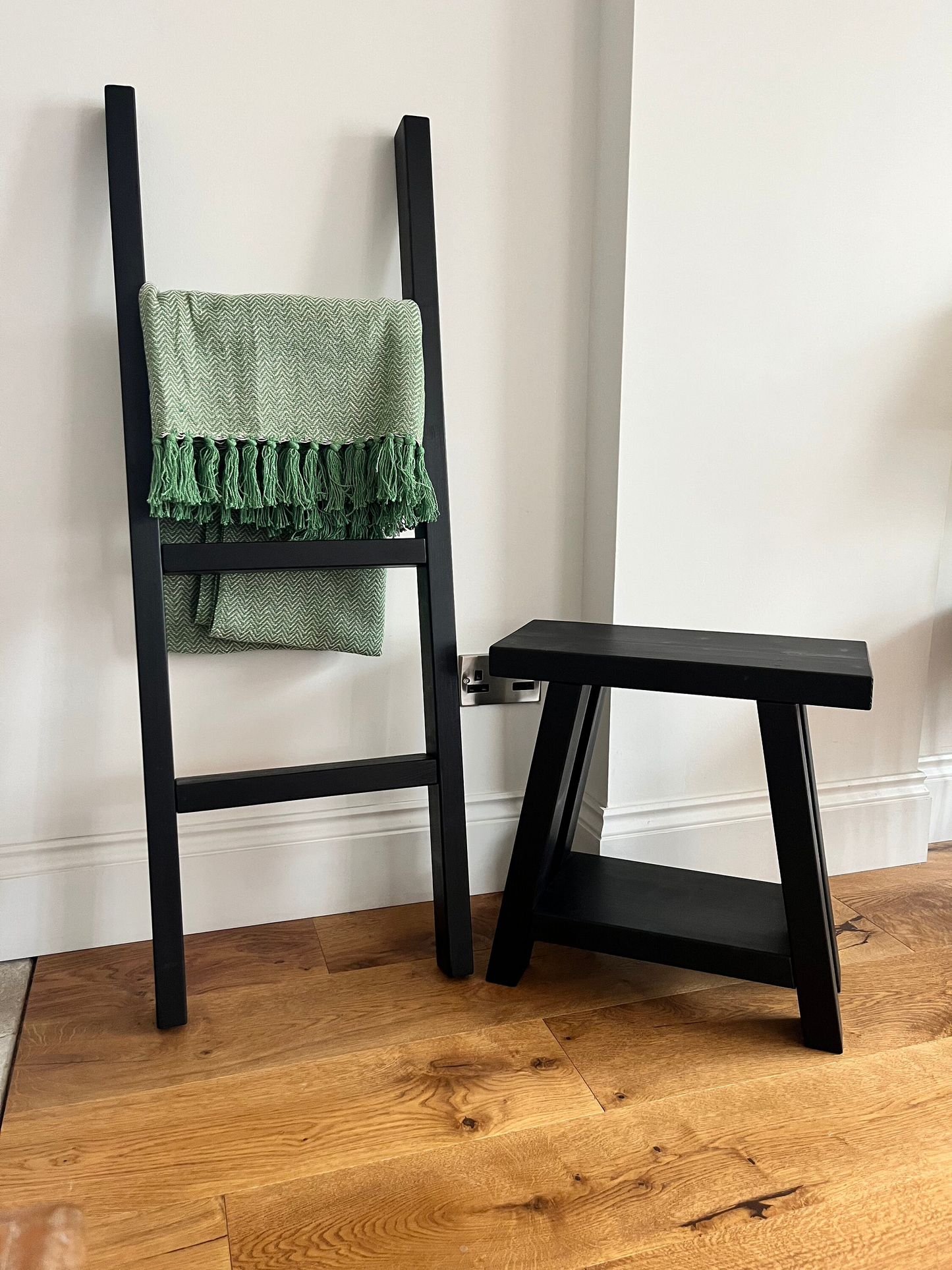 Solid Wood Black Stool